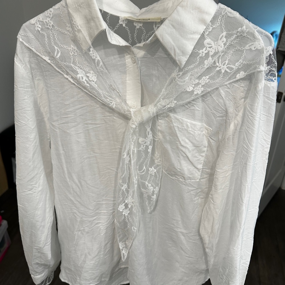 White Lace Collar Blouse